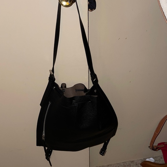 AllSaints Leather Black Shoulder Cinch bag - Picture 3 of 8